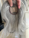 Tillstyle white grey Human Hair Toppers with bangs