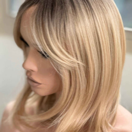 Tillstyle  blonde with brown roots hair toppers /butterfly bangs