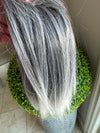 Tillstyle silver grey salt and pepper clip in ponytail straight