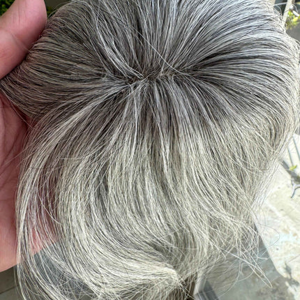 Tillstyle white silvergrey Human Hair Toppers with bangs