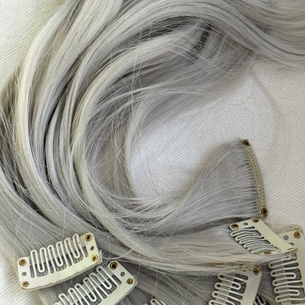 Tillstyle white silver grey curly wavy thin clip in hair extensions thinning hair or thin hightlights