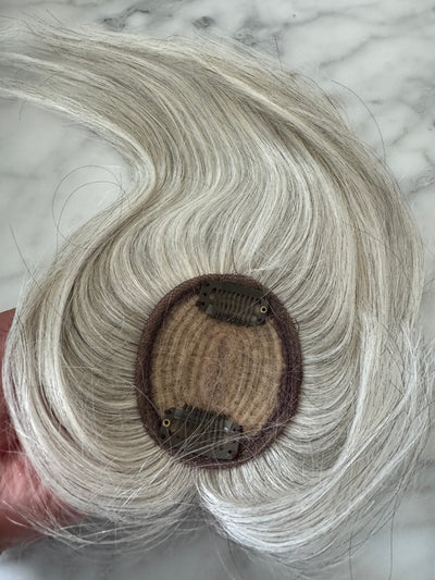 Tillstyle pale white silver Human Hair Toppers with bangs