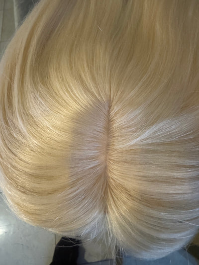 Till style remy human Hair Topper clip in hair piece Women Platinum Blonde