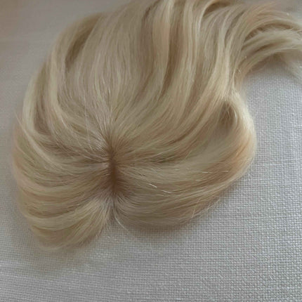 TillStyle human Hair Topper clip in hair piece thinning crown Platinum Blonde