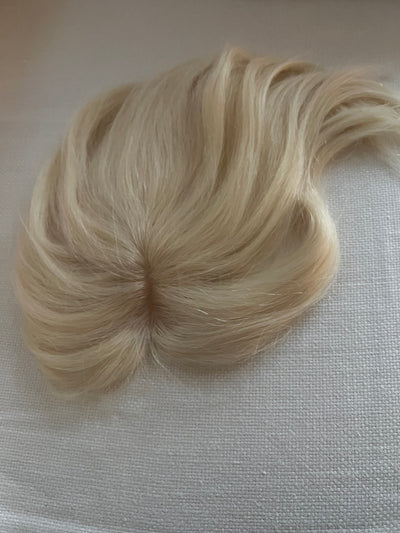 TillStyle human Hair Topper clip in hair piece thinning crown Platinum Blonde