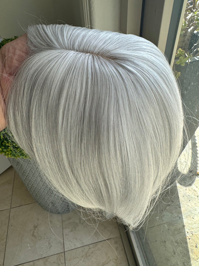 Till style white with silver highlights hair toppers for women real part