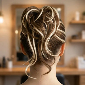 Till style Straight Hair Bun with bangs