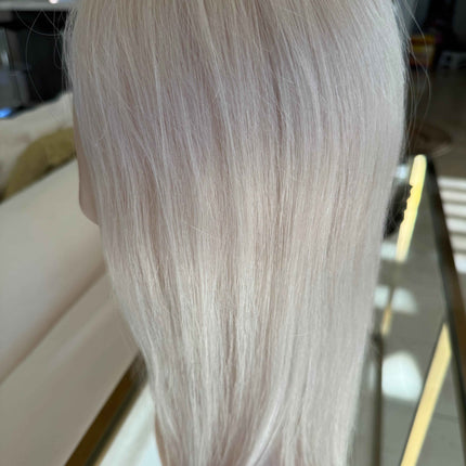 Ice blonde  /white  blonde virgin human hair topper mono mesh base