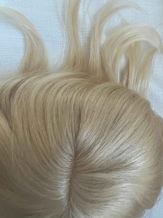 Tillstyle human hair toppers blonde/100% real human hair light blonde mono mesh base