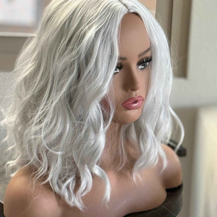 Tillstyle white wavy wig shoulder length