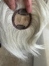 Tillstyle pale white silver Human Hair Toppers with bangs