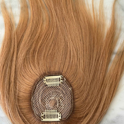 Tillstyle top hair piece 100%human hair honey blonde clip in hair toppers for thinning crown