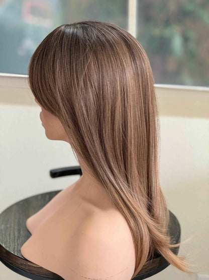 Tillstyle medium brown hair toppers with bangs