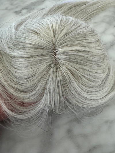 Tillstyle pale white silver Human Hair Toppers with bangs