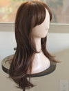 Tillstyle long  brown wig with bangs caramel highlights