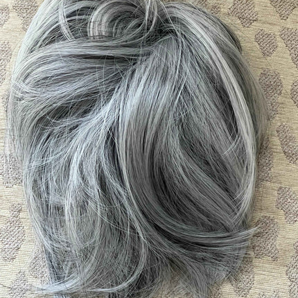 Tillstyle Hair scrunchie elastic hair bun chignon straight hair grey