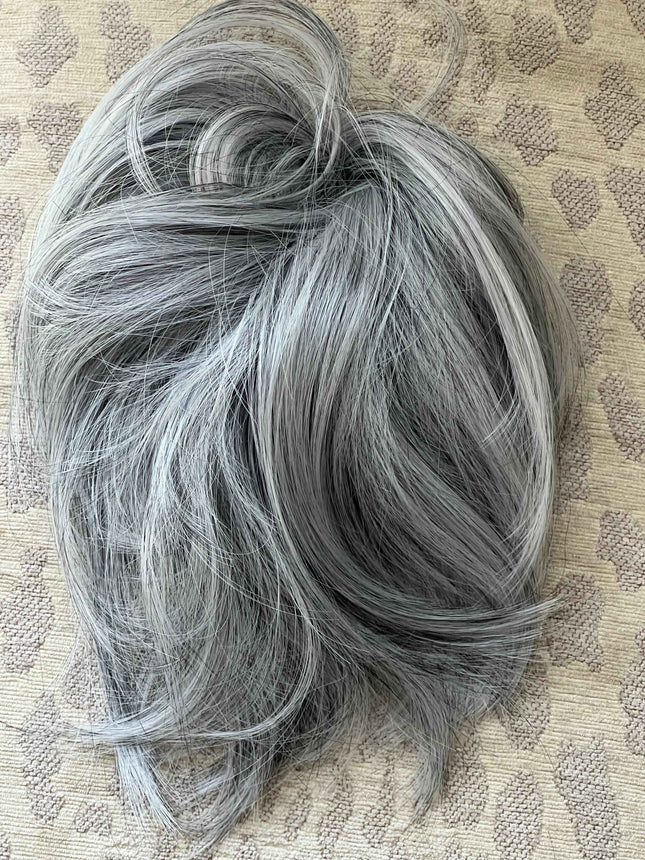 Tillstyle Hair scrunchie elastic hair bun chignon straight hair grey