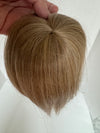 Tillstyle top hair piece 100%human hair honey blonde ash blonde clip in hair toppers for thinning crown/ widening part