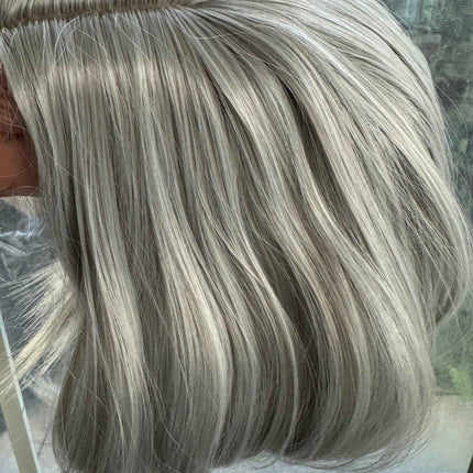 Tillstyle silver grey hair topper bob hair /short hair