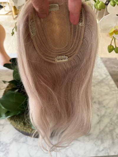 Tillstyle  blonde ash Grey human  Hair Toppers for women