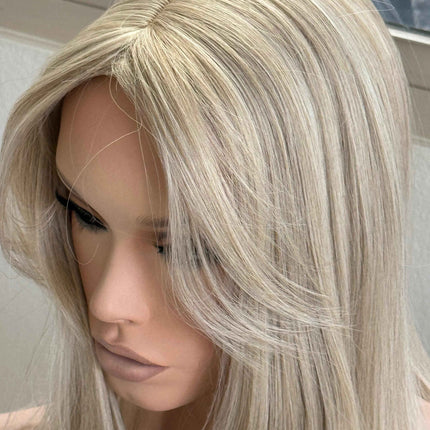 Till style ash blonde highlighted hair toppers for women  with butterfly bangs