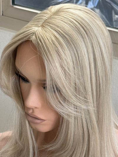 Till style ash blonde highlighted hair toppers for women  with butterfly bangs