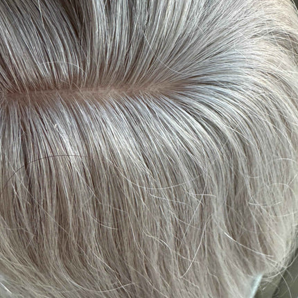 Tillstyle 100% Human hair toppers for women  silver blonde grey/ natural part