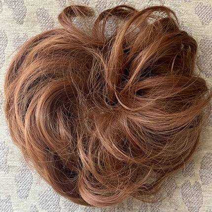 Tillstyle elastic messy bun hair piece curly hair bun pieces  orange brown hair piece