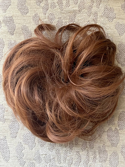 Tillstyle elastic messy bun hair piece curly hair bun pieces  orange brown hair piece