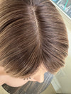 Till style remy human Hair Toppers with bangs ombre /brown roots