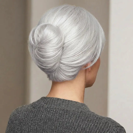 Till style Straight Hair Bun with bangs