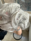 Tillstyle  white silver grey messy hair bun large curly hair bun