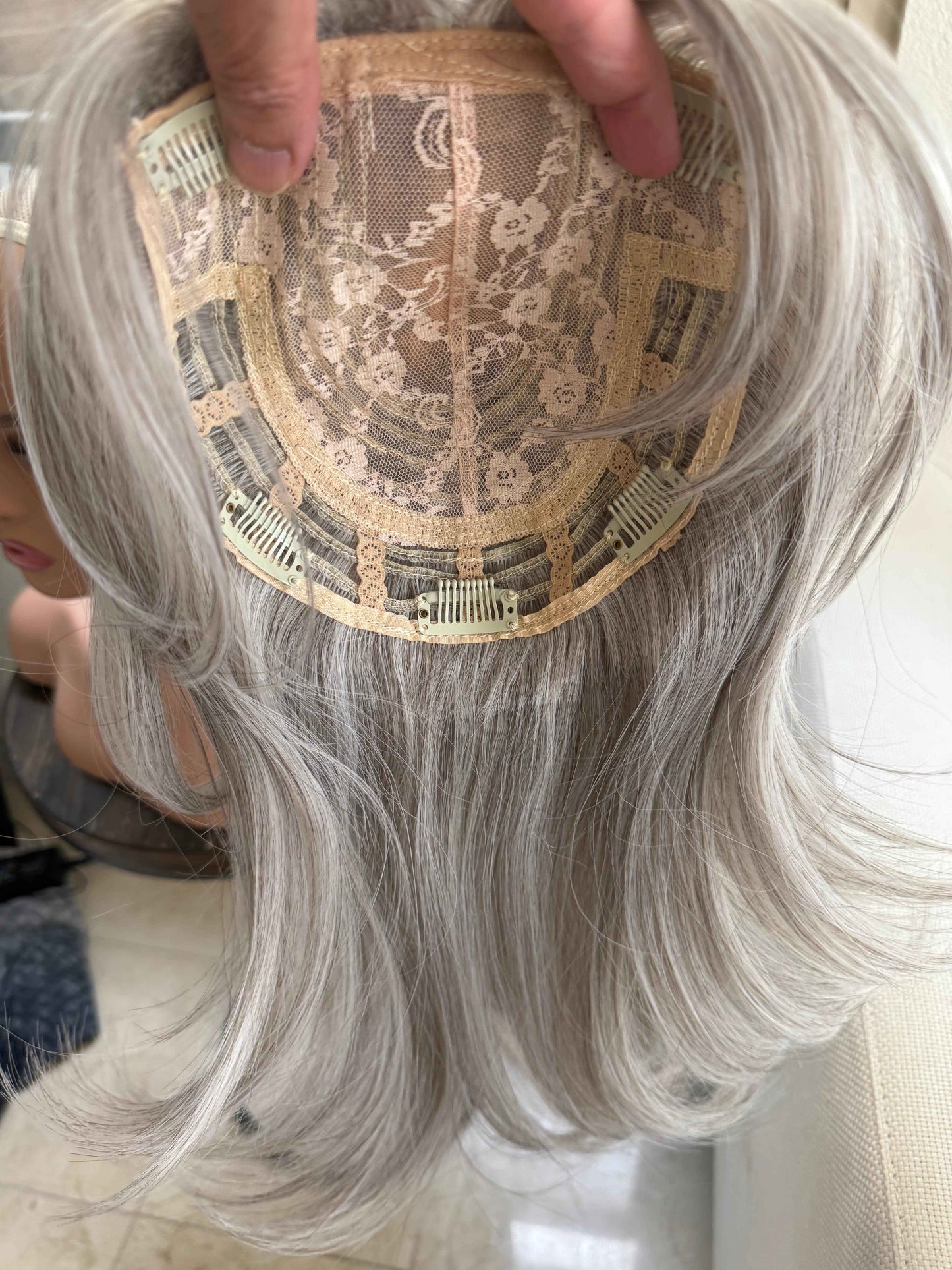 Till style silver white hair toppers for women / bangs