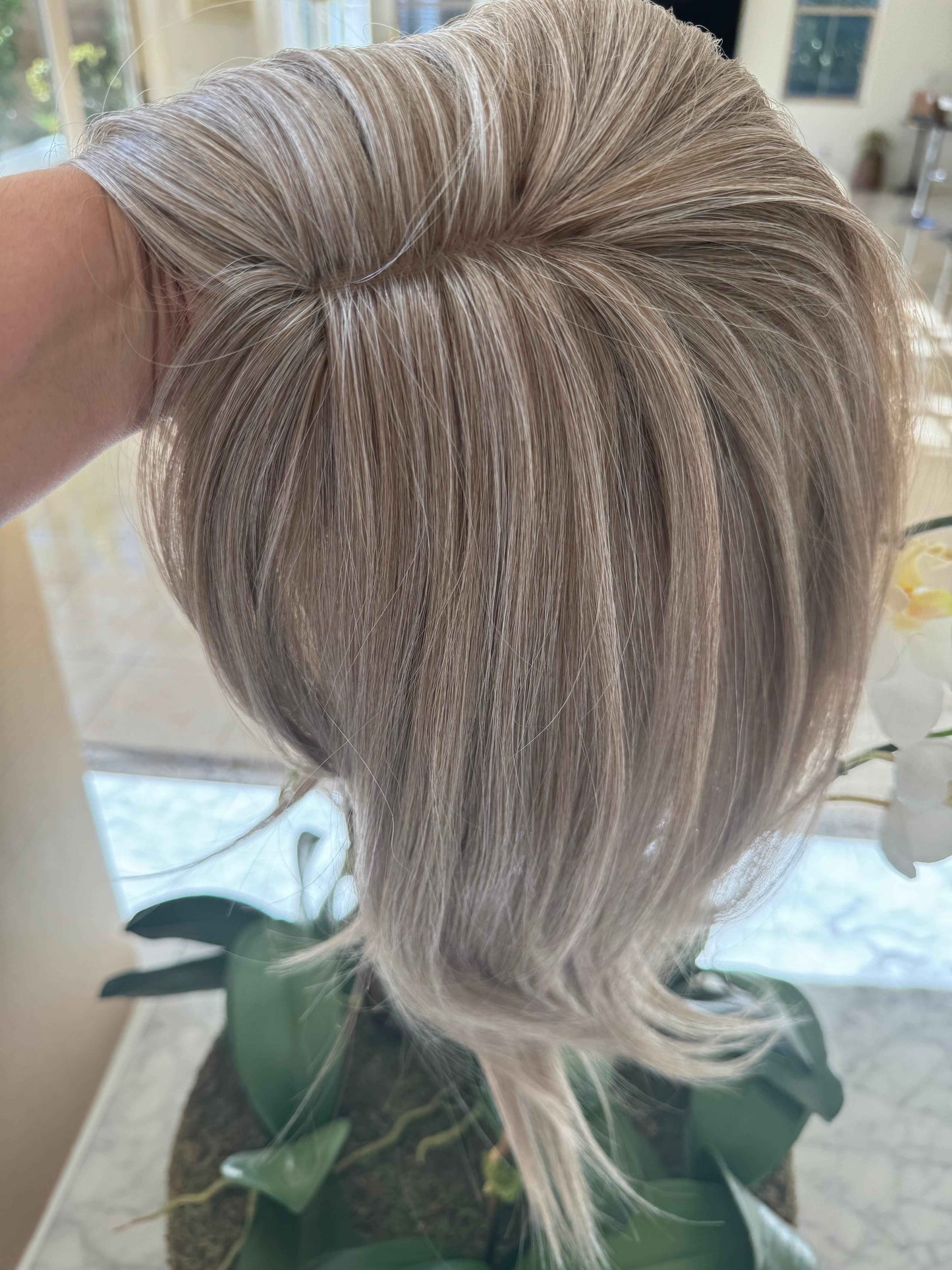 Tillstyle brown hair toppers for women /ash grey / bangs