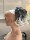 Tillstyle dark grey clip in ponytail creamy ends