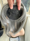 Tillstyle grey top hair piece brown grey clip in hair toppers for women
