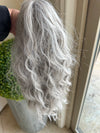 Tillstyle silver loose body wave clip in ponytail grey clip in pony tail