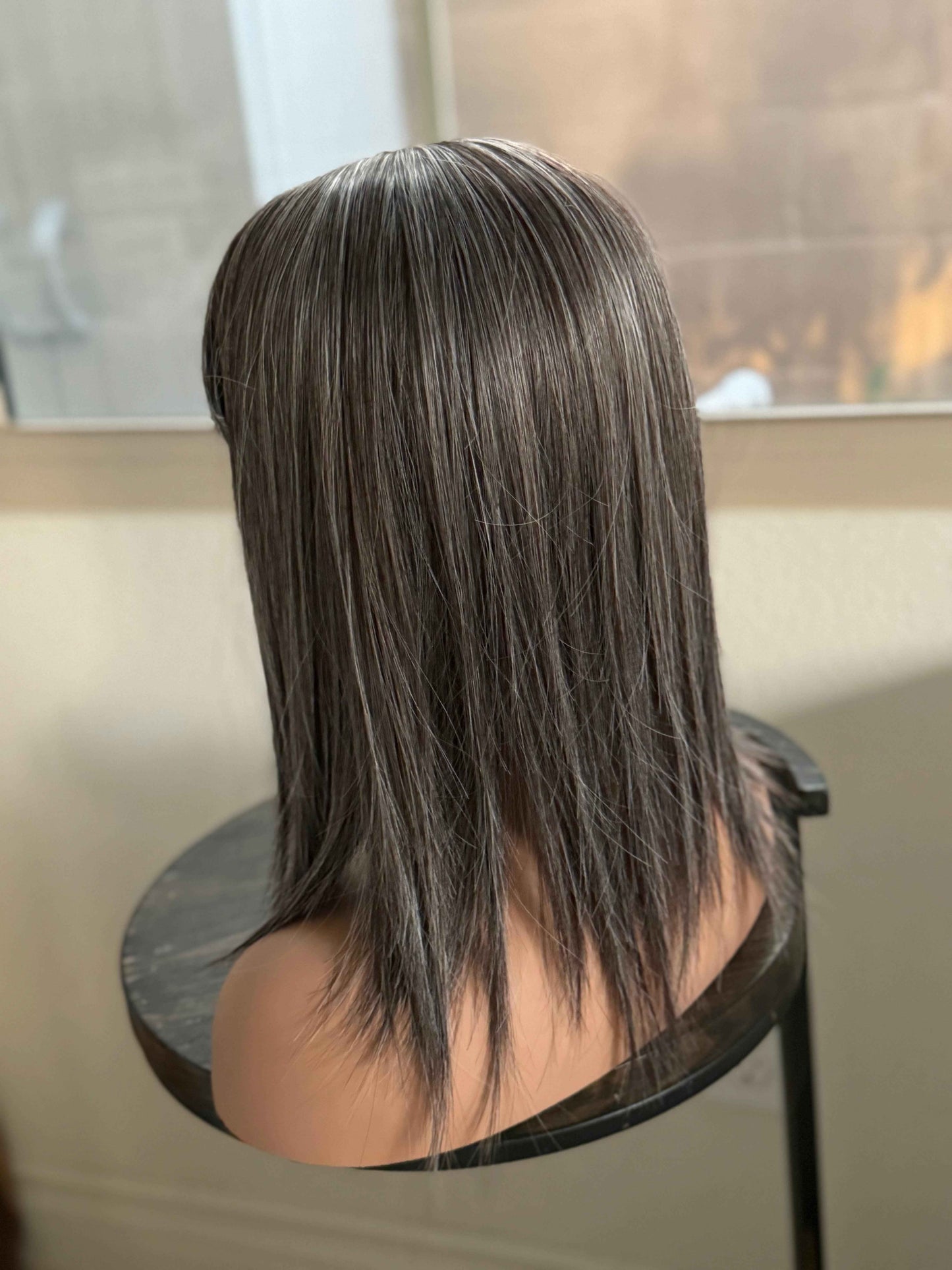 Tillstyle Grey hair topper with bangs/ salt and pepper