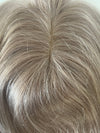 Tillstyle Silver Grey Mix Salt and Pepper Brown Mix Hair Topper With Bangs for Thinning Crown short hair