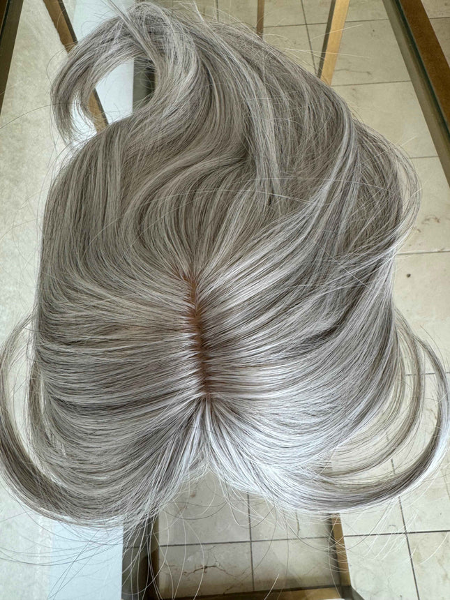 Till style white grey hair toppers for women / bangs