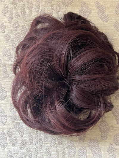Tillstyle  elastic messy hair bun curly hair bun pieces hair scrunchie burgundy