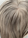 Silver grey yellowish white mix100% virgin human hair topper with breathable mono base