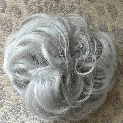 Tillstyle silver elastic messy bun hair piece curly hair bun pieces hair bun scrunchie