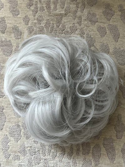 Tillstyle silver elastic messy bun hair piece curly hair bun pieces hair bun scrunchie