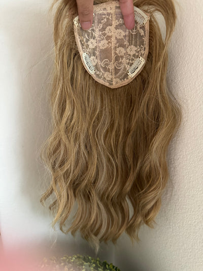 Till style ash brown hair toppers for women  with butterfly bangs loose body wave