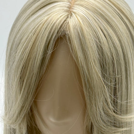 Till style blonde grey hair toppers for women  with butterfly bangs