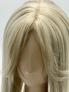 Till style blonde grey hair toppers for women  with butterfly bangs