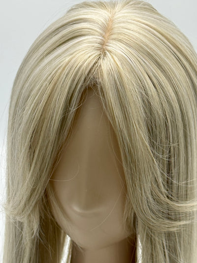 Till style blonde grey hair toppers for women  with butterfly bangs