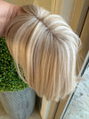 Tillstyle white blonde blonde ash brown highlighted hair topper with bangs