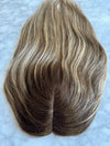 Tillstyle clip in human hair topper mono base real part ombre with dark brown roots